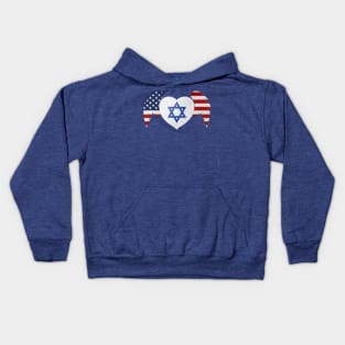 Israel And United States Winged Heart Kids Hoodie